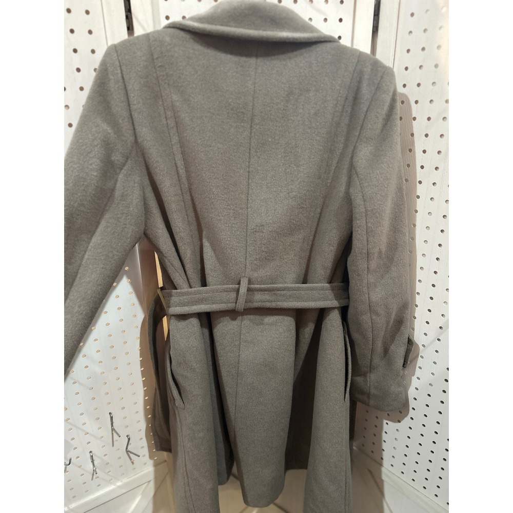 T Tahari Women's Wool Belted Double Breasted Trench Coat Taupe Size 10 Grey - Picture 6 of 10